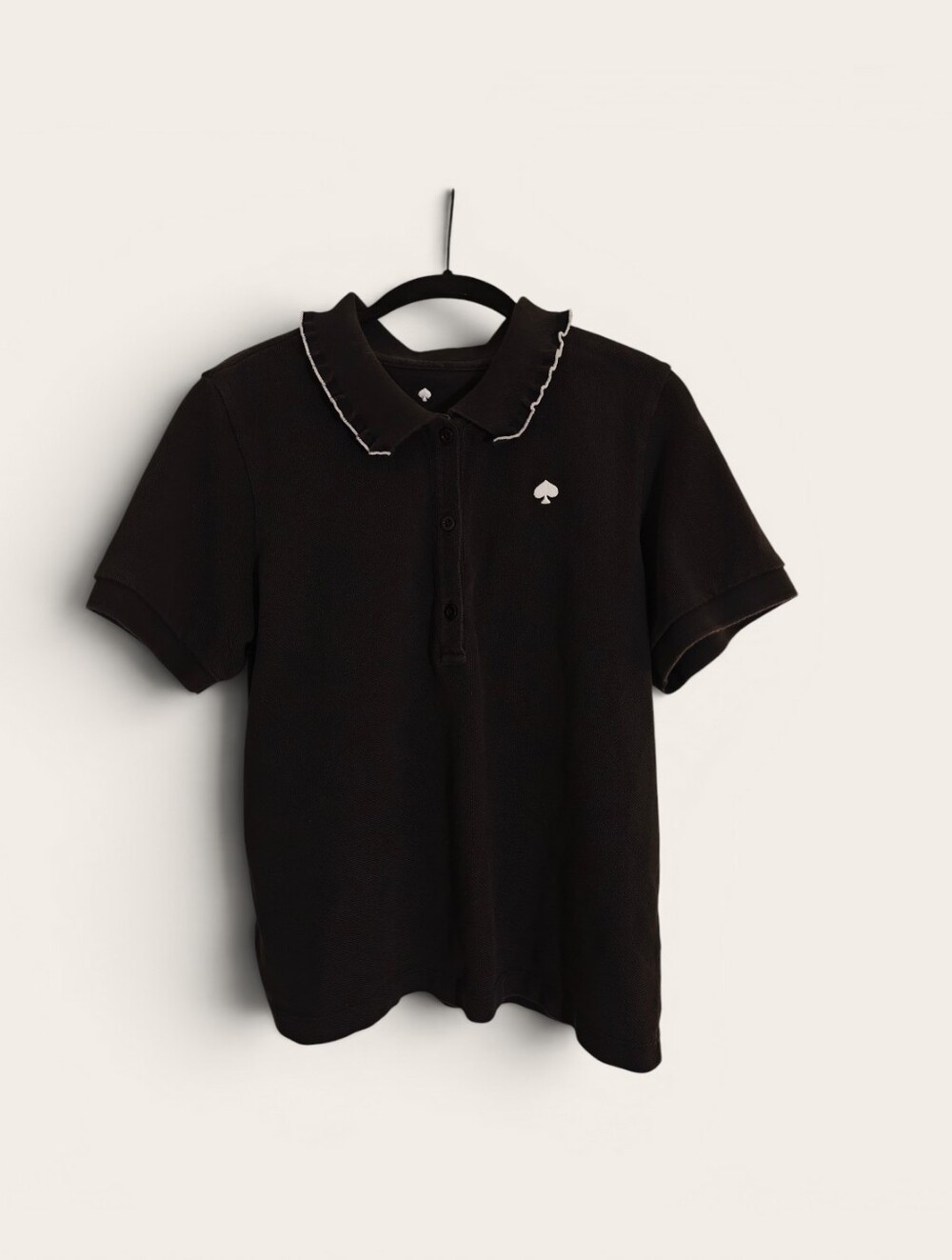 kate spade Ruffle Logo Polo Shirt — Black